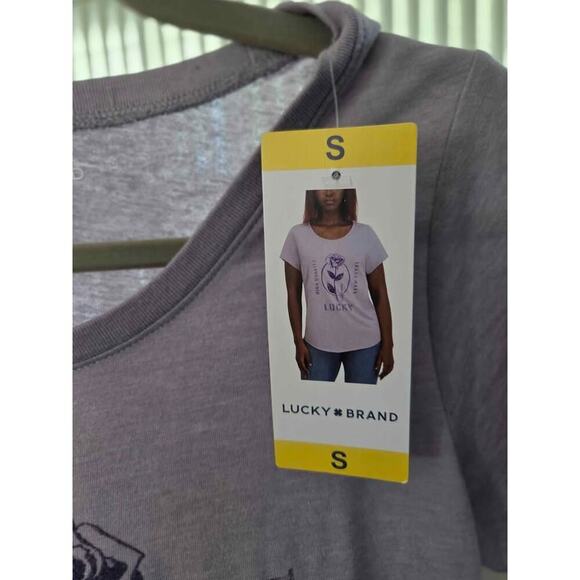 Lucky Brand High Quality California Rose Graphic Tee Lavender Purple NWT S - Picture 5 of 6